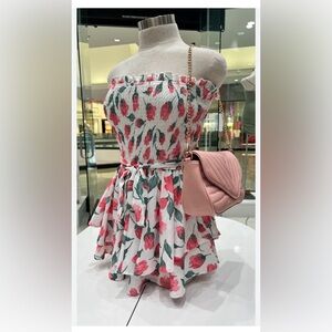 Beautiful and feminine Strapless smocked tiered  ROMPER 🩷